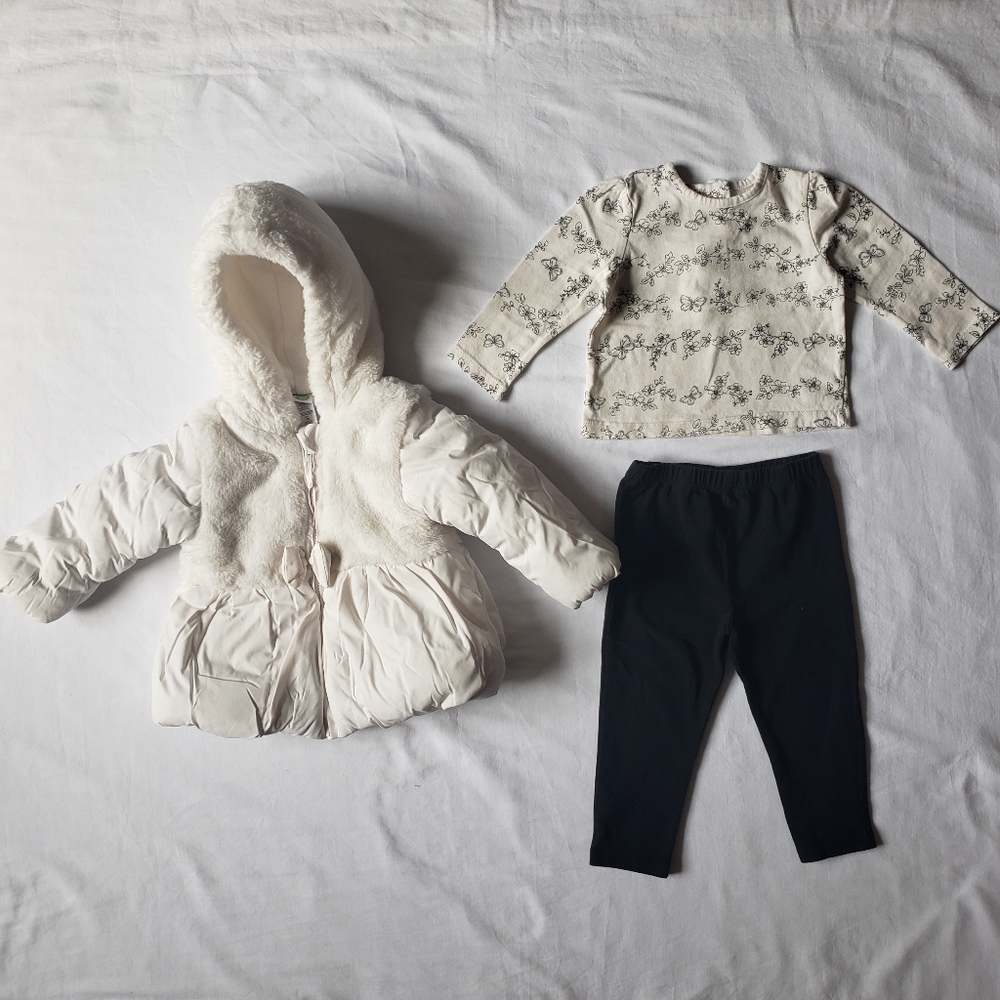 Little Me Girl 18M Coat, Long Sleeve Tee, Pant Set - Picture 1 of 1